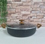 ماهیتابه اویز دو دسته سایز ۳۴ گرانیتی مدل السا چوبی - Image 2