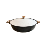ماهیتابه چدن گرانیتی هاناتک سایز ۳۲ رنگ مشکی درب سفید
