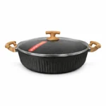 ماهیتابه اویز دو دسته سایز ۳۴ گرانیتی مدل السا چوبی