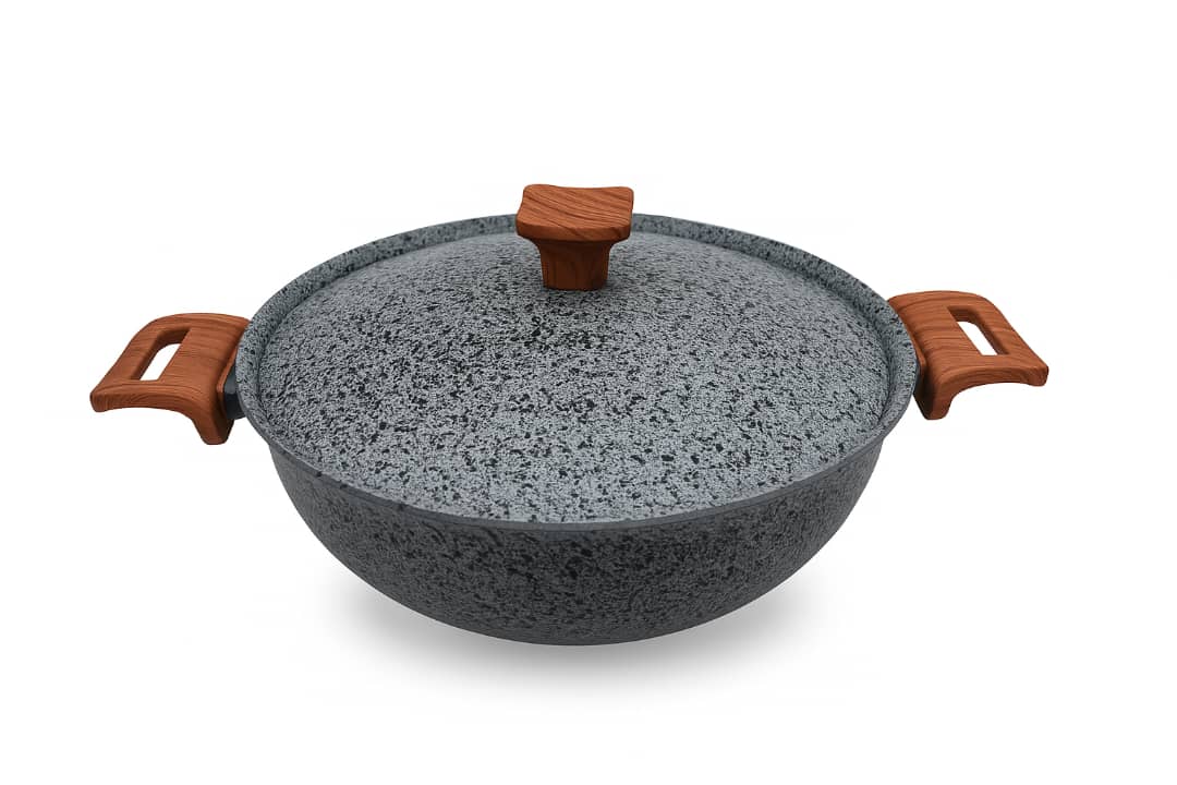 ماهیتابه چدن گرانیتی هاناتک سایز ۲۸ رنگ طوسی