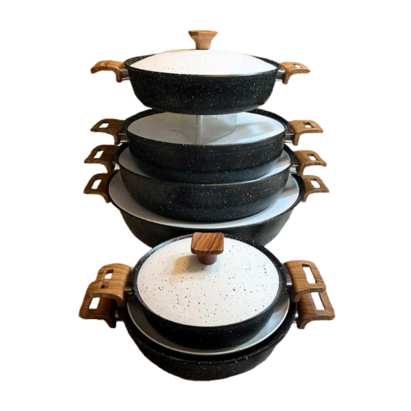 ماهیتابه چدن گرانیتی هاناتک سایز ۲۴ رنگ مشکی درب سفید