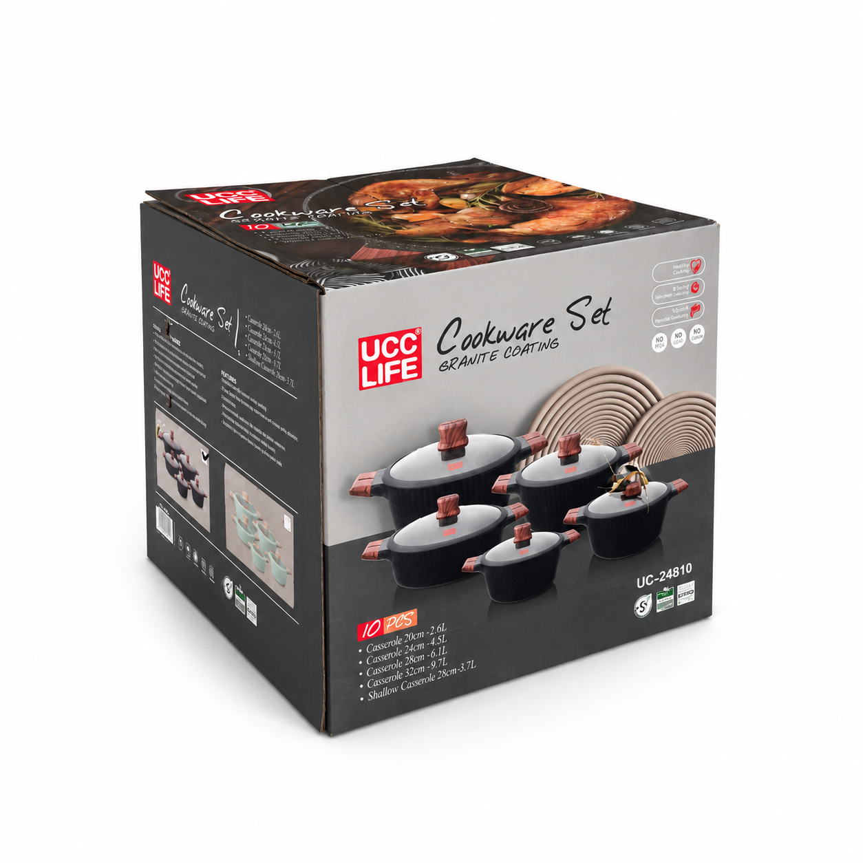 سرویس قابلمه ۱۰ پارچه چدن گرانیتی یو سی سی لایف ucc life