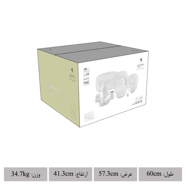 سرویس چینی ۹۸ پارچه چینی زرین مدل کواترو طرح کوئین طلایی