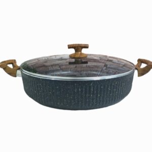 ماهیتابه اویز دو دسته سایز ۳۴ گرانیتی مدل السا چوبی