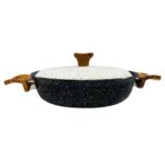 ماهیتابه چدن گرانیتی هاناتک سایز ۳۶ رنگ مشکی درب سفید - Image 3