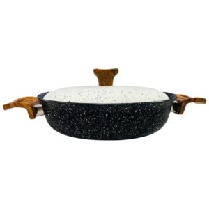 ماهیتابه چدن گرانیتی هاناتک سایز ۲۴ رنگ مشکی درب سفید