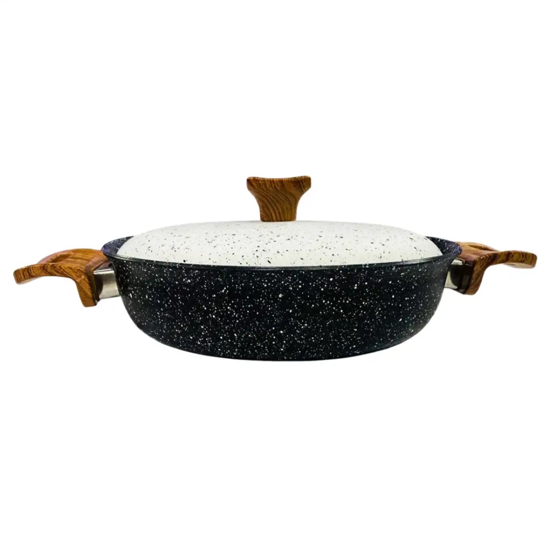 ماهیتابه چدن گرانیتی هاناتک سایز ۲۰ رنگ مشکی درب سفید