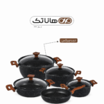 ماهیتابه چدن گرانیتی هاناتک سایز 24 رنگ مشکی درب پیرکس - Image 2