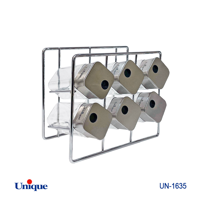 ست ادویه ۶تایی یونیک UN-1635 شیشه مربع مکعب ست ادویه ۶تایی شیشه مربع مکعب یونیک UN-1635 - Image 1