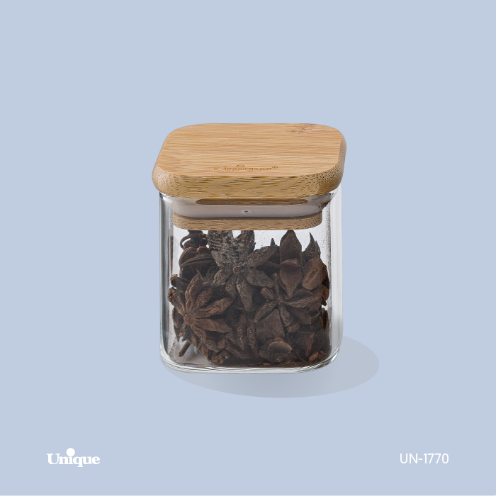 ادویه درب چوبی مربع ۶ سانت یونیک UN-1770 - Image 1