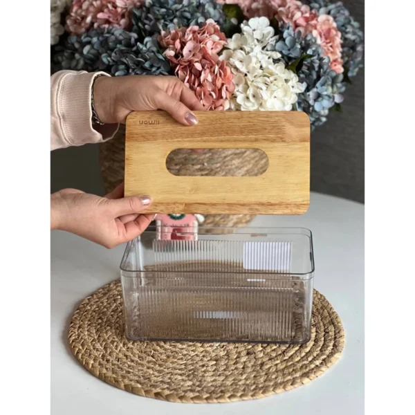 جای دستمال کاغذی لیمون مدل رویه چوبی کد HS2372 - تصویر 2